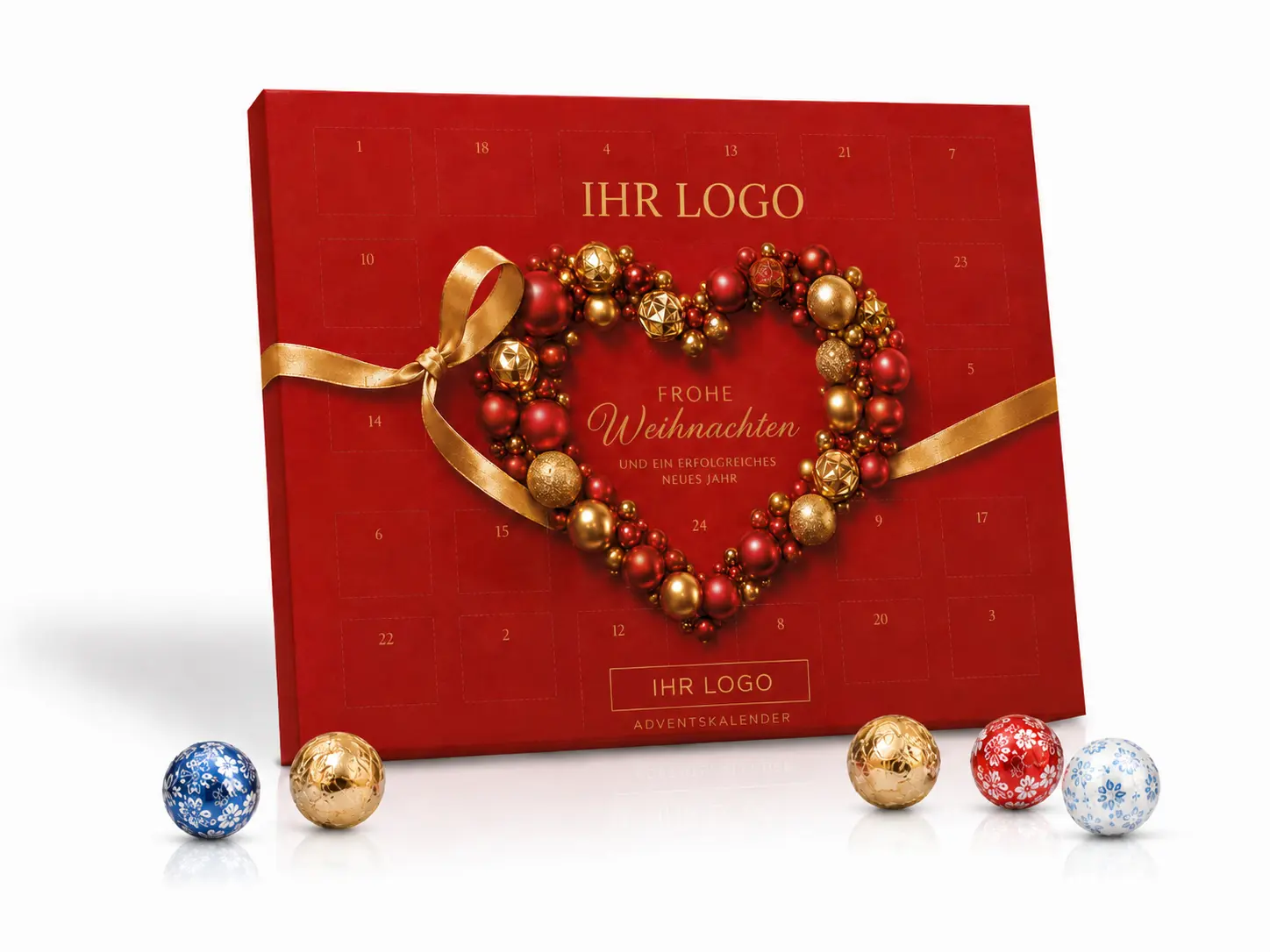 Lindt-Adventskalender mit Firmenlogo bedruckt als Firmengeschenk